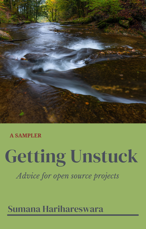 Getting Unstuck sampler cover, with graphic of a flowing river