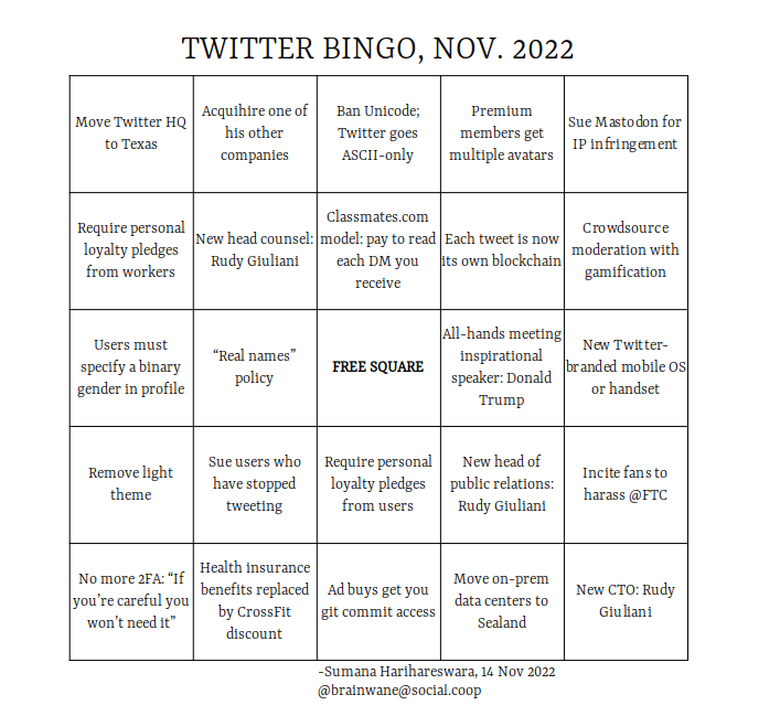Twitter bingo November 2022